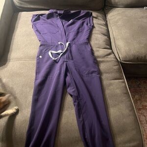 Figs Deep Purple Jumpsuit with White Accent